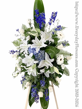 Blue Horizon Funeral Flower Standing Spray