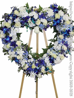 Blue & White Sympathy Open Heart Wreath