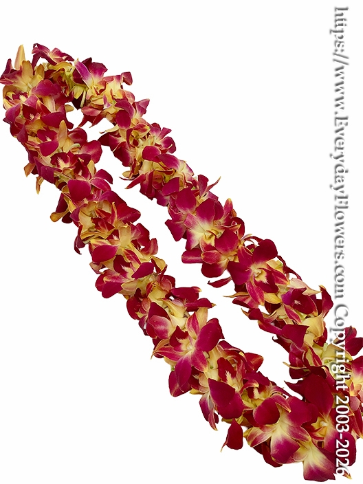 Burgundy & Gold Orchid Lei 