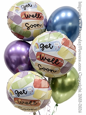 Cheerful Get Well Bandaids Balloon Bouquet