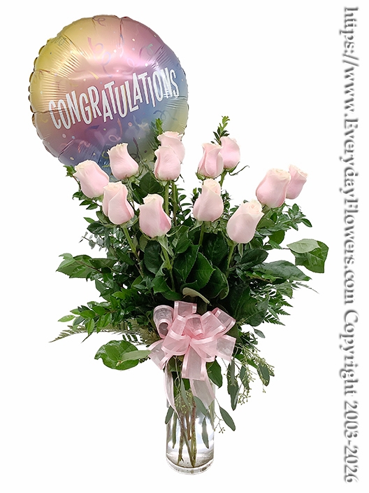 Congratulation Roses With Balloon