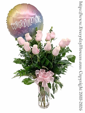 Congratulation Roses With Balloon