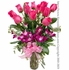 Dozen Hot Pink Valentines Roses Long Stem With Vase