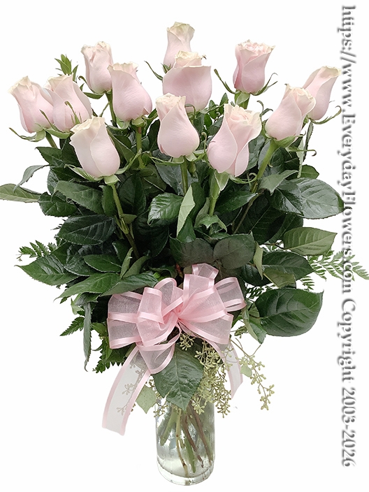 Dozen Light Pink Roses <p style="color:#d83e77;font-weight:700;">Don't Forget To Add Babies Breath, Orchids or Lilies</p>