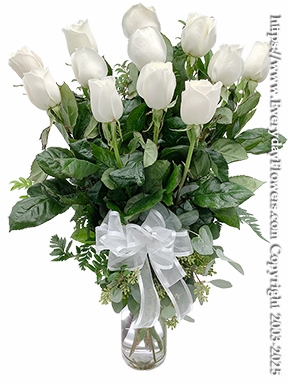 Dozen Long Stem White Roses