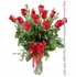 Dozen Red Valentines Roses Long Stem With Vase