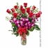 Dozen Red Valentines Roses & Orchids Long Stem With Vase