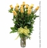 Dozen Yellow Valentines Roses Long Stem With Vase
