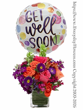 Get Well Soon Flowers With Balloon