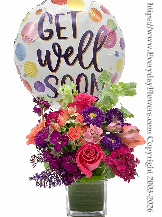 Get Well Soon Flowers With Balloon