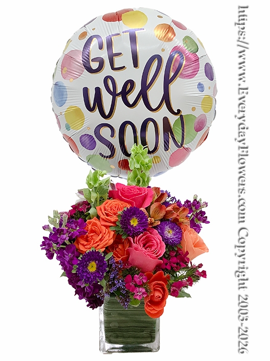 Get Well Soon Flowers With Balloon