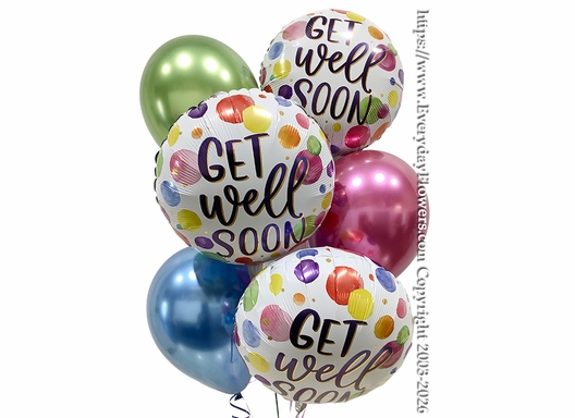 Get Well Watercolor Dots Balloon Bouquet
