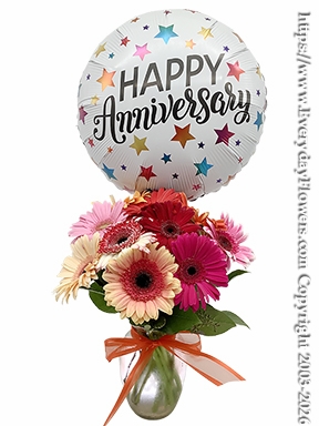 Happy Anniversary Gerbera Daisy Bouquet with Balloon