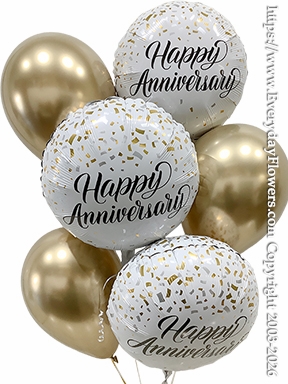 Happy Anniversary Gold Confetti Balloon Bouquet