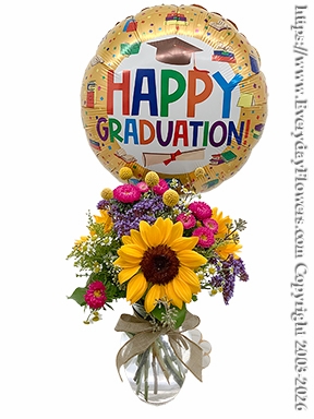 Happy Graduation Bouquet With Balloon