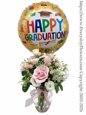 Happy Graduation Bouquet With Balloon