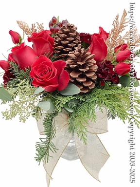 Holiday Rose & Pinecone Centerpiece