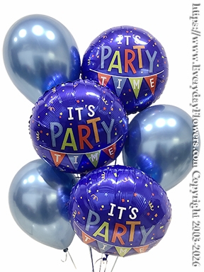 It's Party Time Confetti Banner Balloon Bouquet