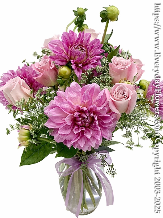 Lavender Lace With Dahlias