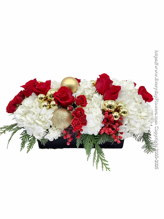 Long and Low Christmas Centerpiece Red And White