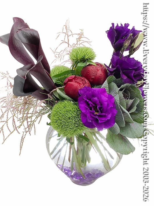 Midnight Elegance - Black Cala Lilies & Burgundy Peonies