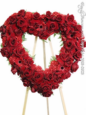 Open Scarlet Heart Funeral Wreath