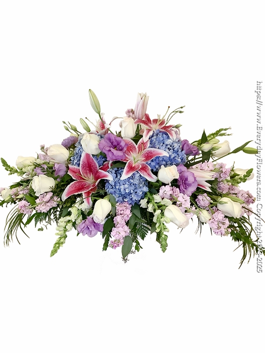 Pastel Funeral Casket Flowers