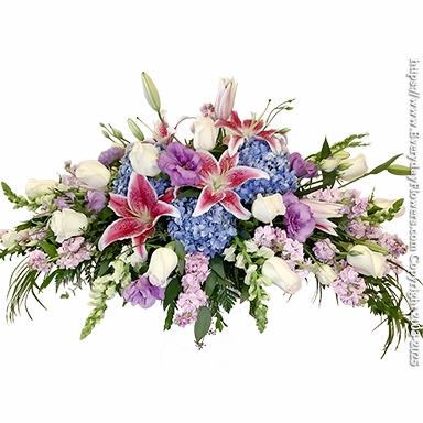 Pastel Funeral Casket Flowers