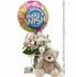 Pink Birthday Bouquet With Balloon & Stuffed Animal