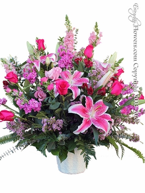 Pink Funeral Flowers Tribute