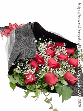 Presentation Wrapped Flowers Dozen Roses
