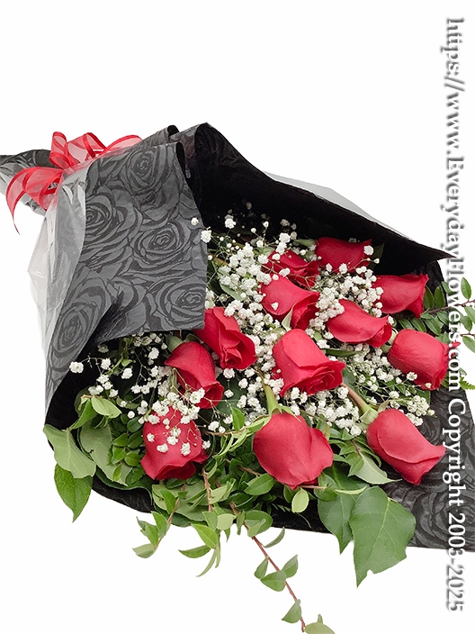 Presentation Wrapped Flowers Dozen Roses