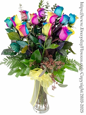 Rainbow Roses <p style="color:red;">Order by Tuesday for pickup/deliveries from Wednesday to the next Tuesday</p>