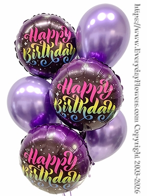 Rainbow Script Birthday Balloon Bouquet - Same Day Delivery Orange County, CA
