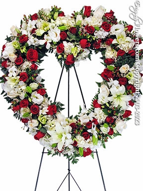 Red & White Funeral Heart