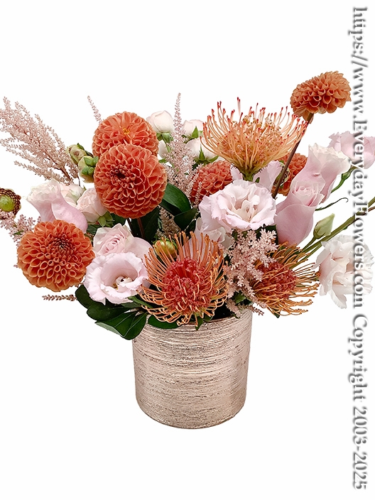 Summer Peaches With Dahlias