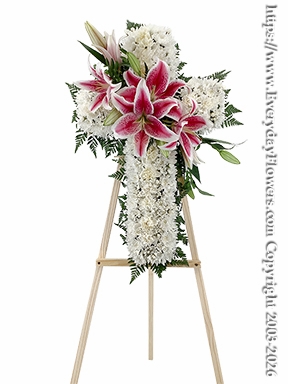 Sympathy Cross With Stargazer Lilies