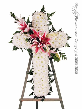 Sympathy Cross With Stargazer Lilies