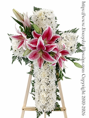 Sympathy Cross With Stargazer Lilies
