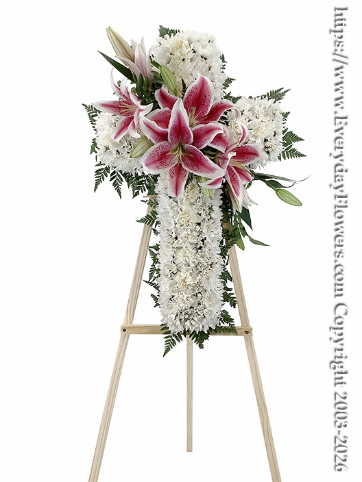 Sympathy Cross With Stargazer Lilies