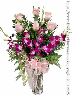 The Light Pink Rose Bouquet With Orchids