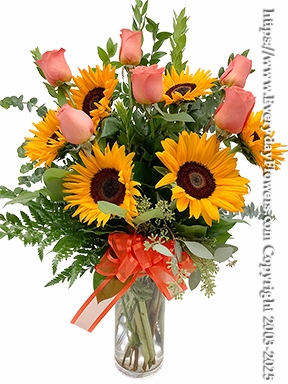 The Orange Rose Bouquet With Sunflowers