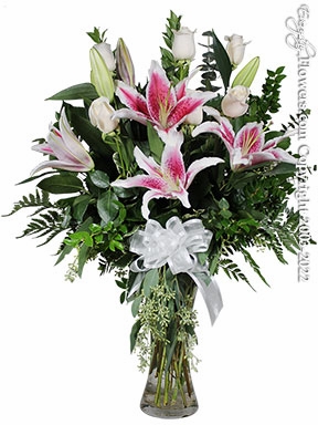The White Rose Bouquet Featuring Stargazer Lilies