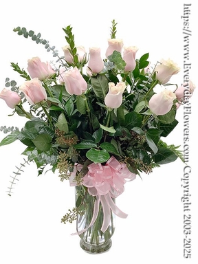 Two Dozen Light Pink Valentines Roses
