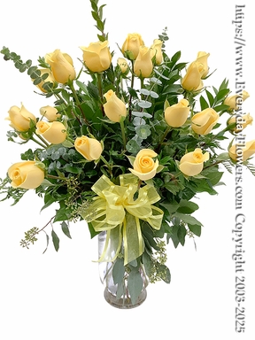 Two Dozen Yellow Valentines Roses