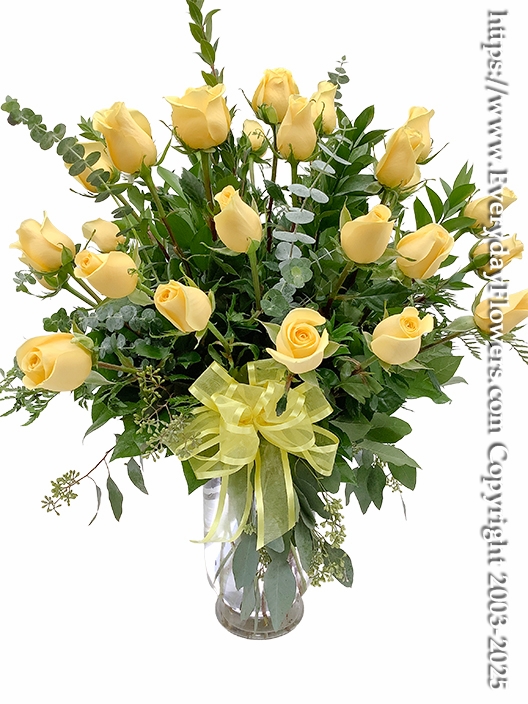 Two Dozen Yellow Valentines Roses