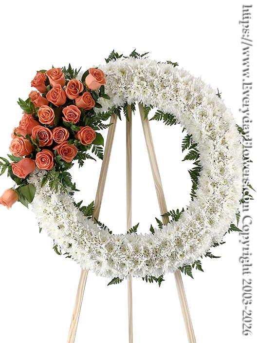 Warm Remembrance Orange Rose Wreath