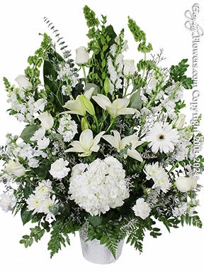 White Floral Funeral Flowers Tribute