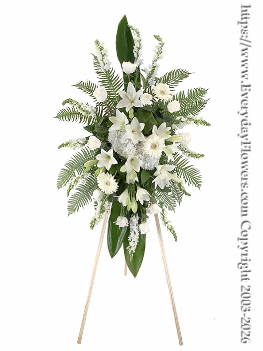 White Flower Standing Spray With Stand