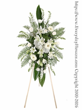 White Flower Standing Spray With Stand